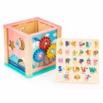 Cub educational din lemn Ecotoys Dino HM015471