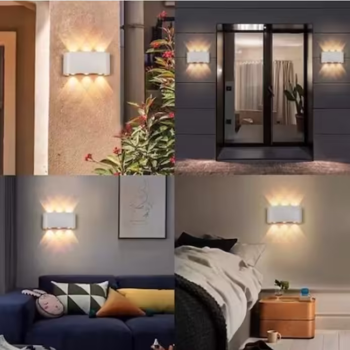 Aplica pentru Perete, Flippy, Interior/Exterior, Rezistenta la Umezeala IP65, 8 W, Lumina Calda, Aluminiu, 22×8 cm, Alb