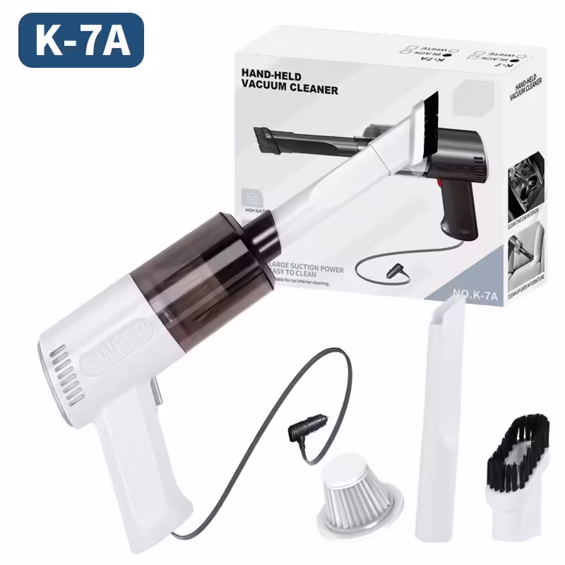 Aspirator Portabil Auto, Flippy, Tip Pistol K7A, Pentru Casa si Masina, Cablu Auto, 36 x 17 cm, Alb