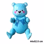 Balon din Folie Metalizata, Flippy, Figurina Animalute, Model Ursulet Asezat, Tematica Aniversare, 44×82.5 cm, Ambalaj Individual, Pai Inclus, Umflare cu Aer sau Heliu, Albastru