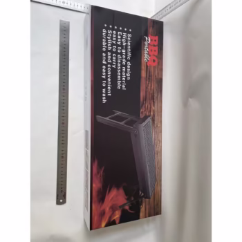 Gratar Portabil, Flippy, Confectionat din Metal, pentru Picnic, Gradina, Terasa, Camping, Dimensiuni Reduse, 60x22x23 cm, Negru