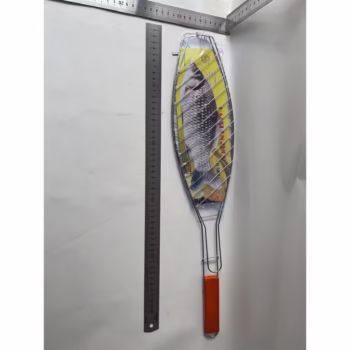 Gratar Grill Inox pentru Peste, Flippy, cu Maner, de Dimensiuni Reduse, Usor de Transportat si Depozitat, Argintiu, 56×12 cm