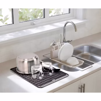 Covoras din Silicon pentru Scurgere Vase, Flippy, Uz Casnic, Rezistent la Temperaturi Ridicate, Izolator, 43×32.5 cm, Negru