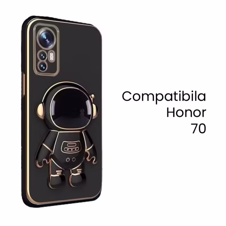 Husa de Protectie 2 in 1, Flippy, Husa de Protectie pentru Honor 70, Model Astronaut, Husa cu Suport, din TPU, Negru