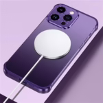 Husa Metalica Edgeless Compatibila cu iPhone 16 Pro Max, Flippy, Protectie pentru Colturi si Camera, Aliaj Aluminiu, Antisoc, Antizgariere, Mov