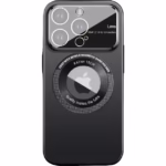 Husa protectie MagSafe Kathy Tech, Flippy, pentru Apple iPhone 13, Dublu Cerc, Negru