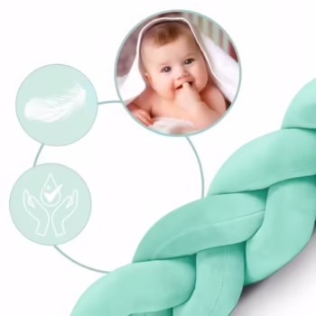 Protectie laterala pentru patut, impletita, 3 M, Ricokids 722112 – Mint