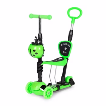 Trotineta 5 in 1 cu sezut si 3 roti cu LED Ecotoys YM-SW-6 – Verde