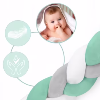 Protectie laterala pentru patut, impletita, 2 m, Ricokids 722002 – Mint