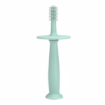 Periuta de Dinti din Silicon pentru Bebelusi, Flippy, fara BPA, 360 Grade, Bariera Anti-Inghitire, Maner Ergonomic, 12.5 x 15 cm, Turcoaz