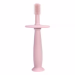 Periuta de Dinti din Silicon pentru Bebelusi, Flippy, fara BPA, 360 Grade, Bariera Anti-Inghitire, Maner Ergonomic, 12.5 x 15 cm, Roz