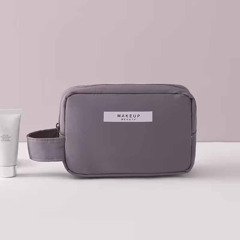 Portfard, Flippy, cu Maner, Material Impermeabil, pentru Cosmetice, 16 x 11 x 7 cm, Gri