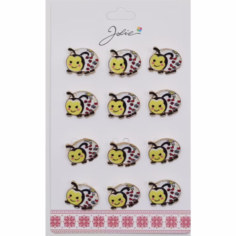 Set 12 Brose Martisor pentru Copii Buburuza Galbena