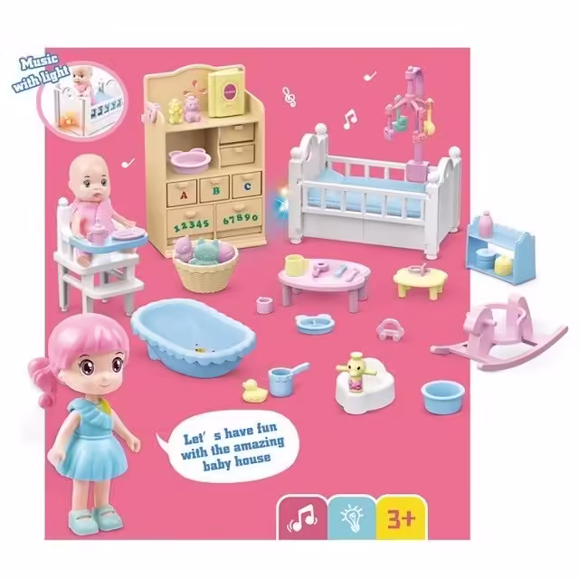 Set casa de papusi mama si copilul, Flippy, cu lumini si sunet