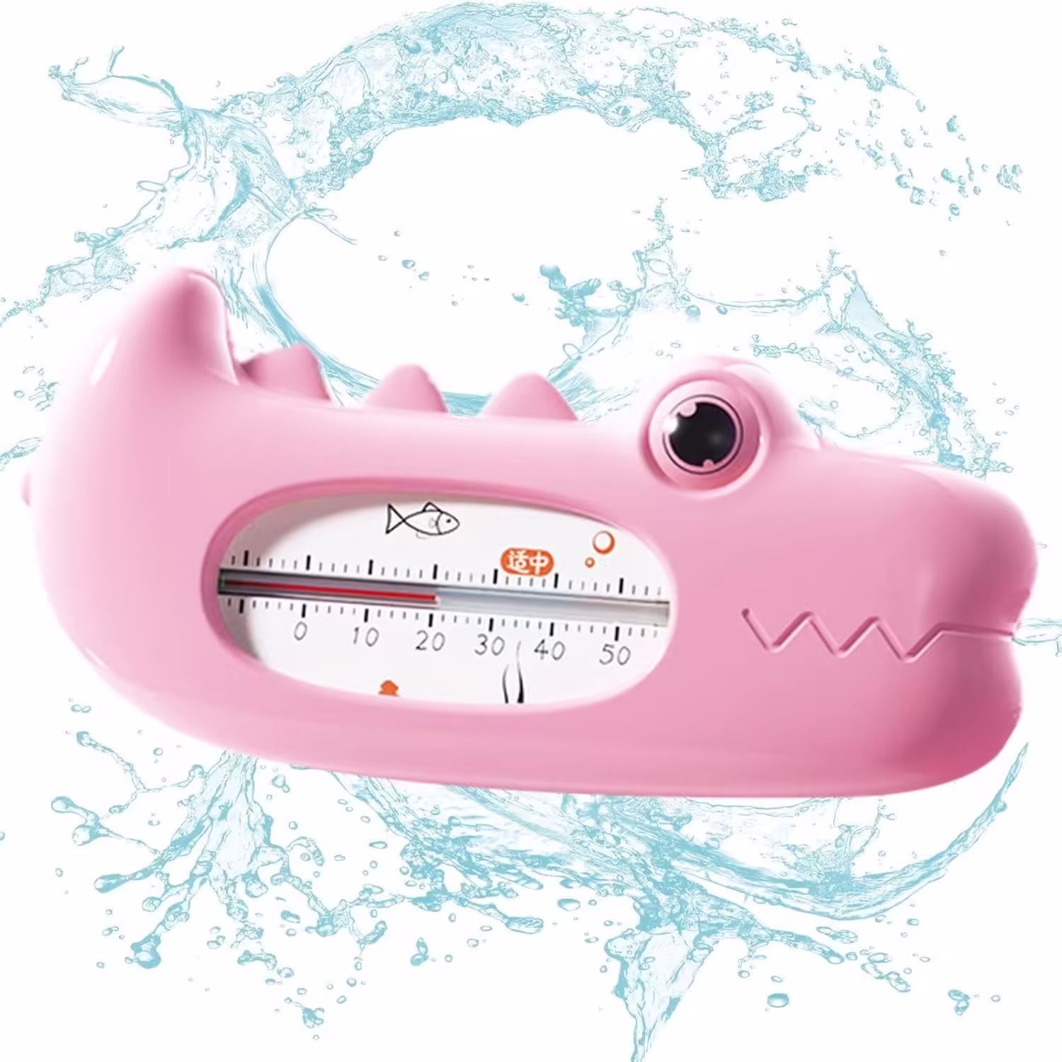 Termometru pentru Baie, Flippy, Plutitor, Rezistent la apa, Multifunctional, Model Crocodil, 2.7×6.5×3.7 cm, Roz