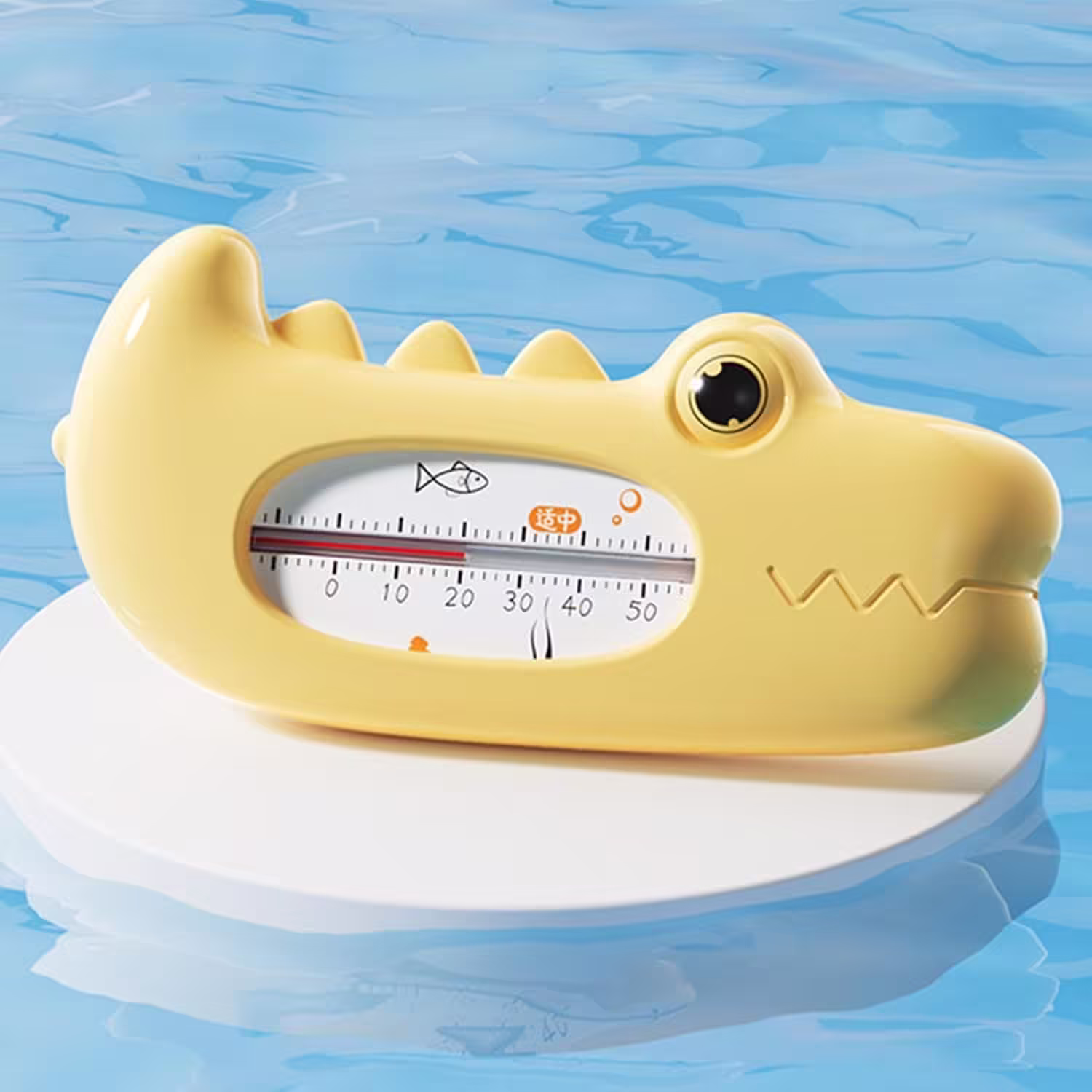Termometru pentru Baie, Flippy, Plutitor, Rezistent la apa, Multifunctional, Model Crocodil, 2.7×6.5×3.7 cm, Galben