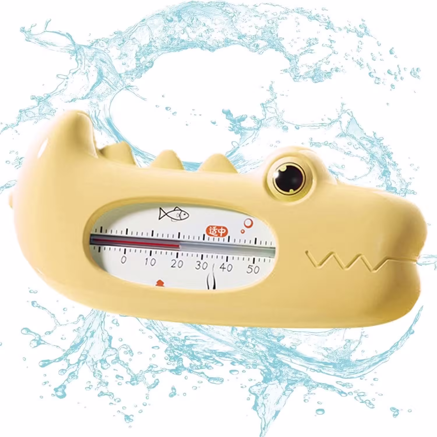 Termometru pentru Baie, Flippy, Plutitor, Rezistent la apa, Multifunctional, Model Crocodil, 2.7×6.5×3.7 cm, Galben