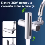 Adaptor Rotativ pentru Robinet Bucatarie 12x12cm cu 4 Moduri de Dispersie