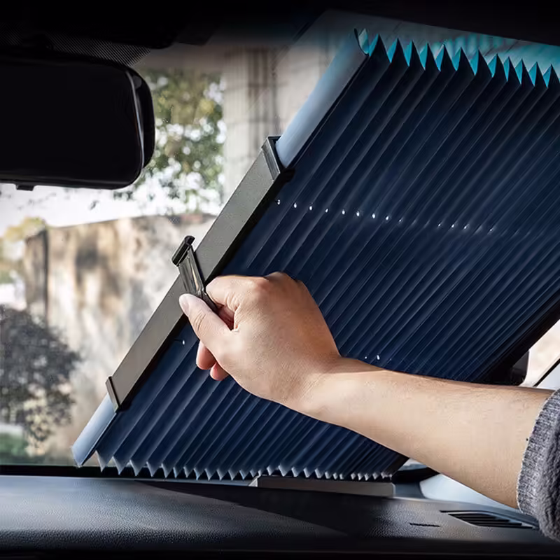 Parasolar auto retractabil de tip Acordeon, dimensiune 65 x 150 cm