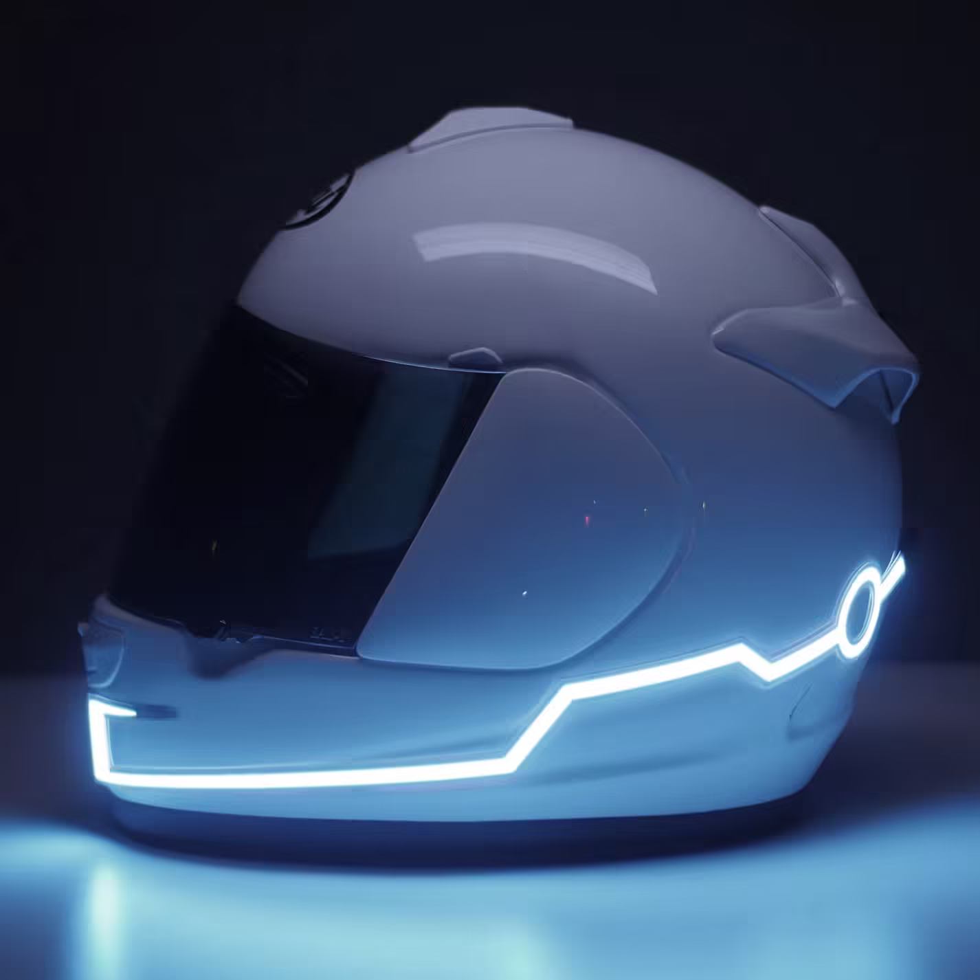 Set 2 benzi LED pentru iluminare casca moto, culoare alba, telecomanda cu fir, alimentare baterii