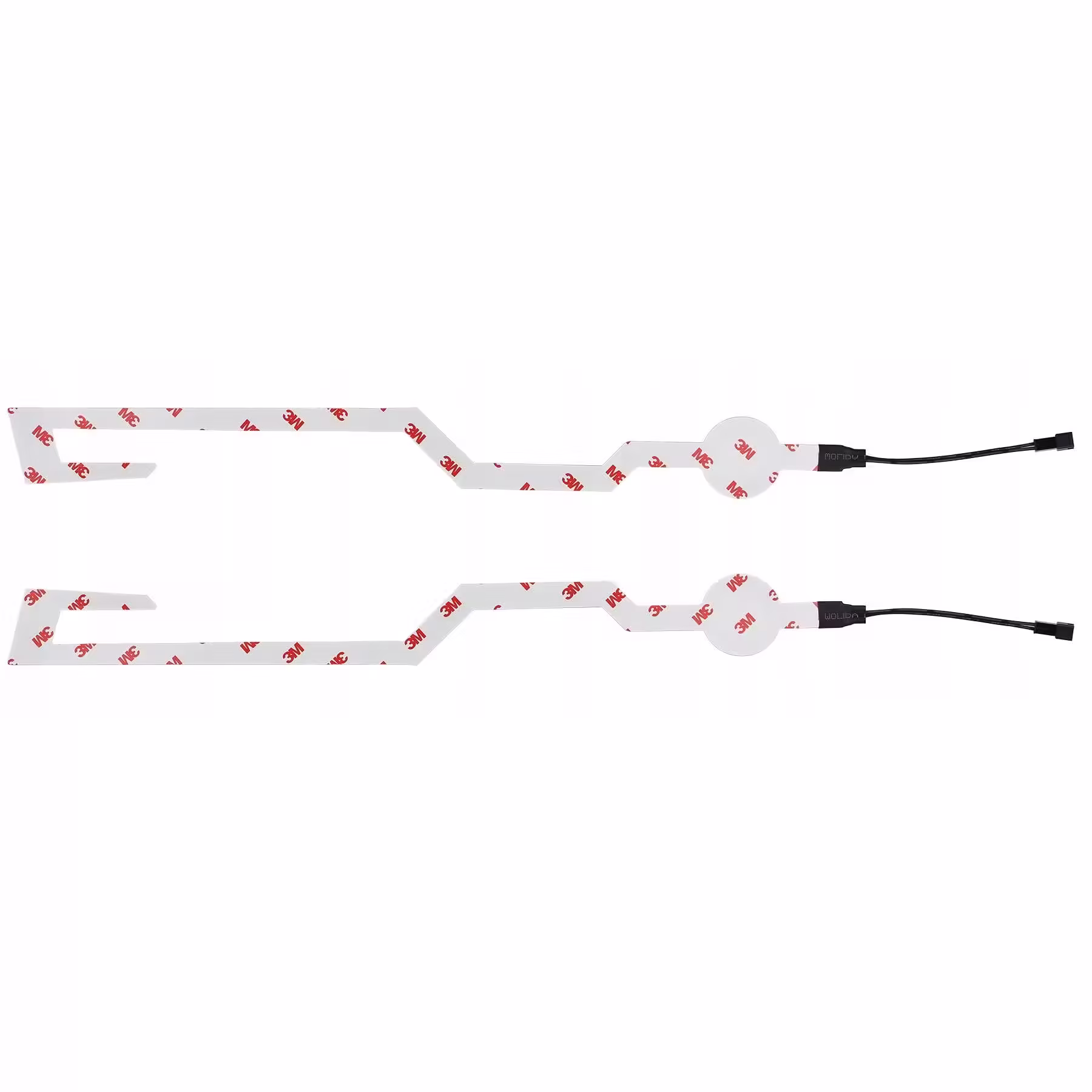 Set 2 benzi LED pentru iluminare casca moto, culoare alba, telecomanda cu fir, alimentare baterii