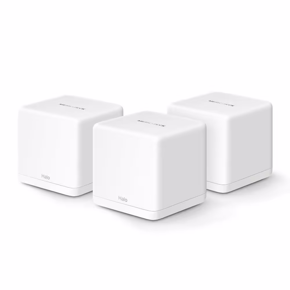 Mercusys Halo H60X(3-pack) Whole mesh Wi-Fi6 system, AX1500, Dual-band, Standarde wireless: IEEE 802.11ax/ac/n/a 5 GHz, IEEE 802.11n/b/g 2.4 GHz, Viteza wireless: 1201 Mbps on 5 GHz, 300 Mbps on 2.4 GHz, Dimensiuni:88 × 88 × 88 mm, Interfata: 3 x 10/100/1000LAN/WAN, Pachetul contine 1 x Halo H60XR