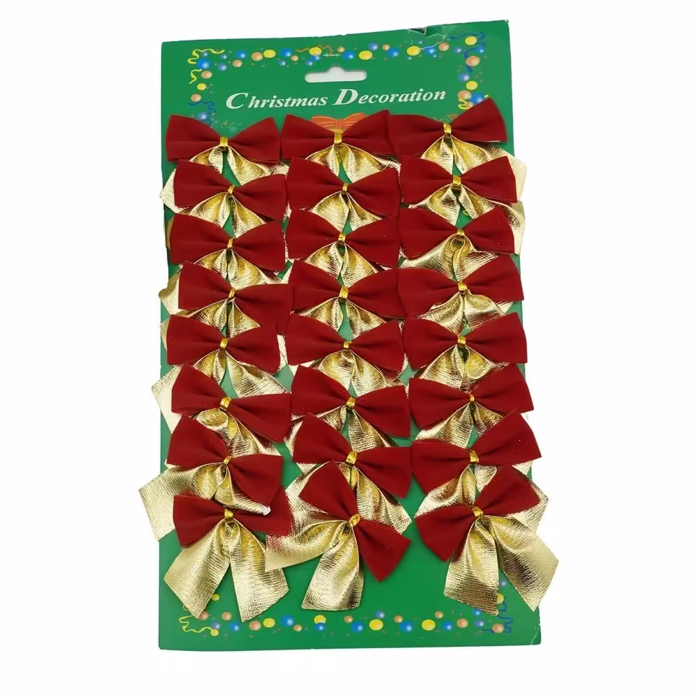Set 24 Fundite Brad Rosii-Aurii 5×6 cm Poliester Decor Craciun