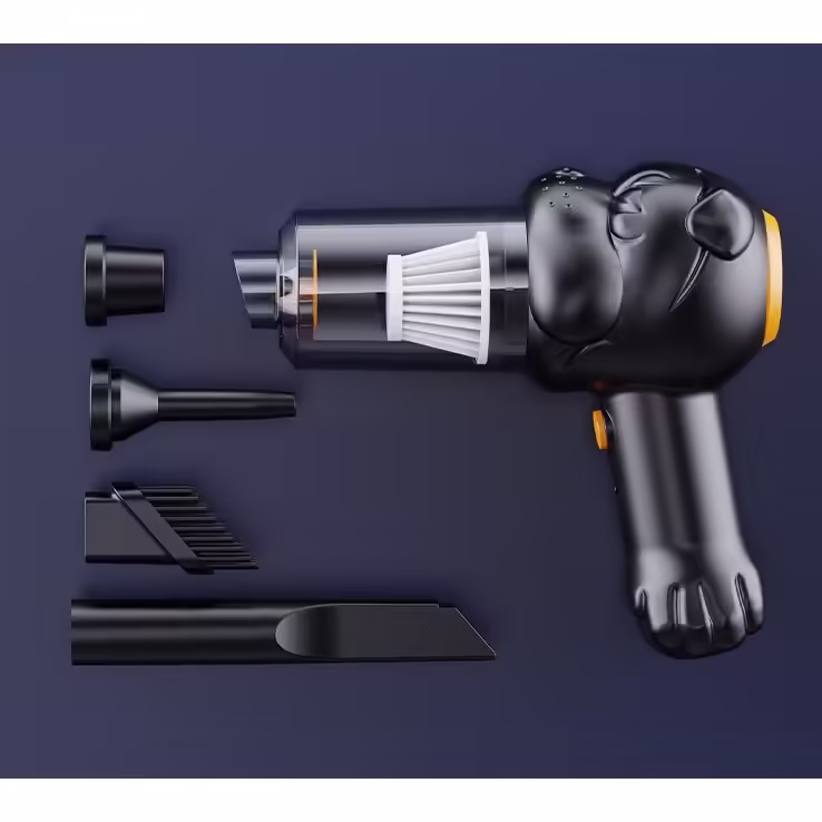 Aspirator Auto 4 in 1 Portabil fara Fir, 120W, Autonomie 1-3 h, 2 Viteze, Aspirare Umeda/Uscata, Functia de Sulfare/Umflare, Negru