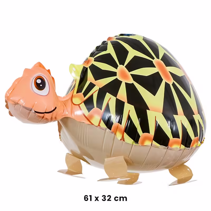 Balon din Folie Metalizata, Figurina Animata, Model Broasca Testoasa, 61×32 cm, Ambalaj Individual, Pai Inclus, Umflare cu Aer sau Heliu, Multicolor