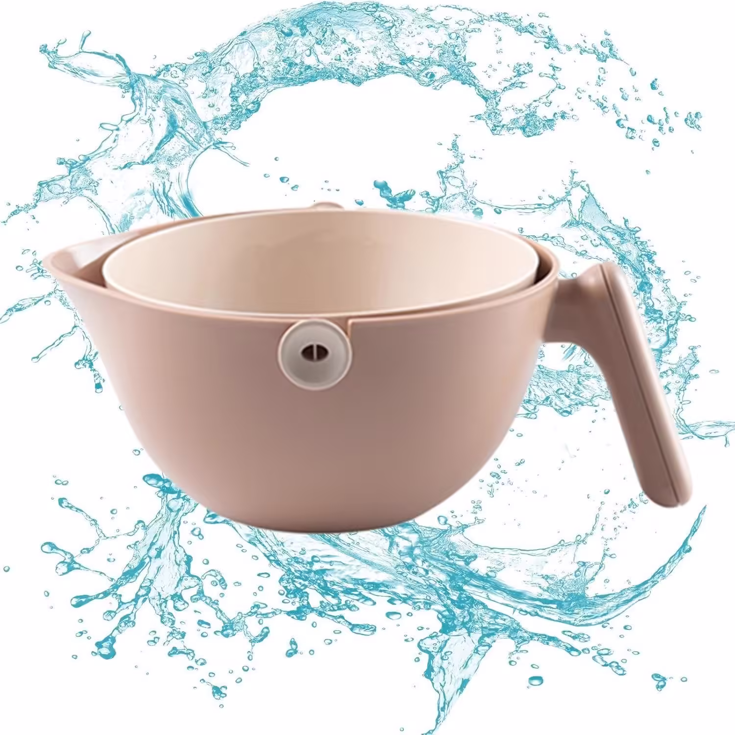 Bol cu Doua Straturi, pentru Fructe, Legume, cu Cos de Scurgere a Apei, 2L, din ABS+PP, 29.9 x 22.5 x 11.8 cm, Maro