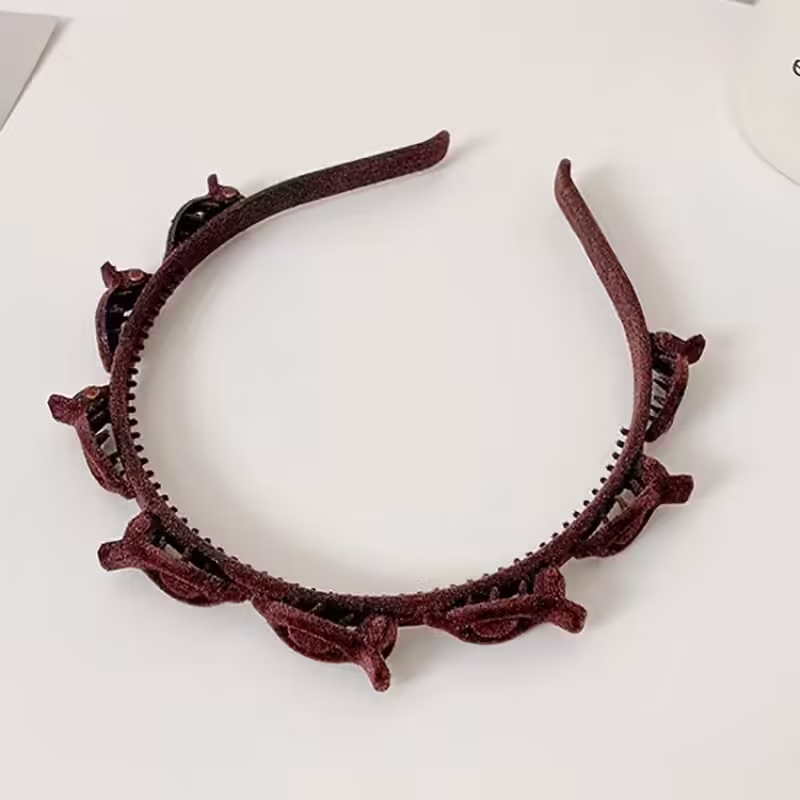 Bentita de Par pentru Femei, Agrafa Stil Coreean, Accesoriu pentru Par cu Textura MultiStrat, 13 x 11.5 cm, Coffee