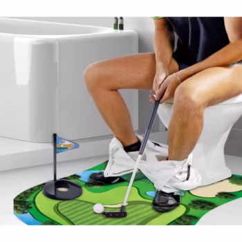 Covoras de Baie, Flippy, Model Teren de Golf, Interactiv, +14 Ani, din PVC, 80 x 69 cm, Verde