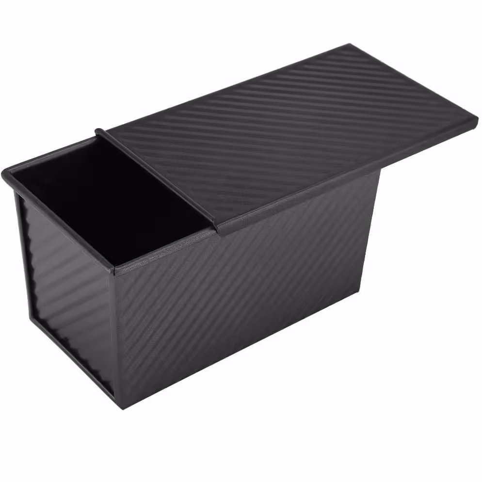 Tava pentru Paine, din Otel Carbon, 450 g, cu Capac, Antiaderenta, 21 x 11 x 11.5 cm, Negru