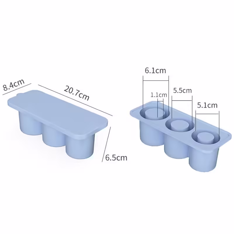 Forma pentru Gheata, din Silicon, cuburi de gheata, forme rotunde, inghetare rapida, 20.7 x 8.4 x 6.5 cm Albastru