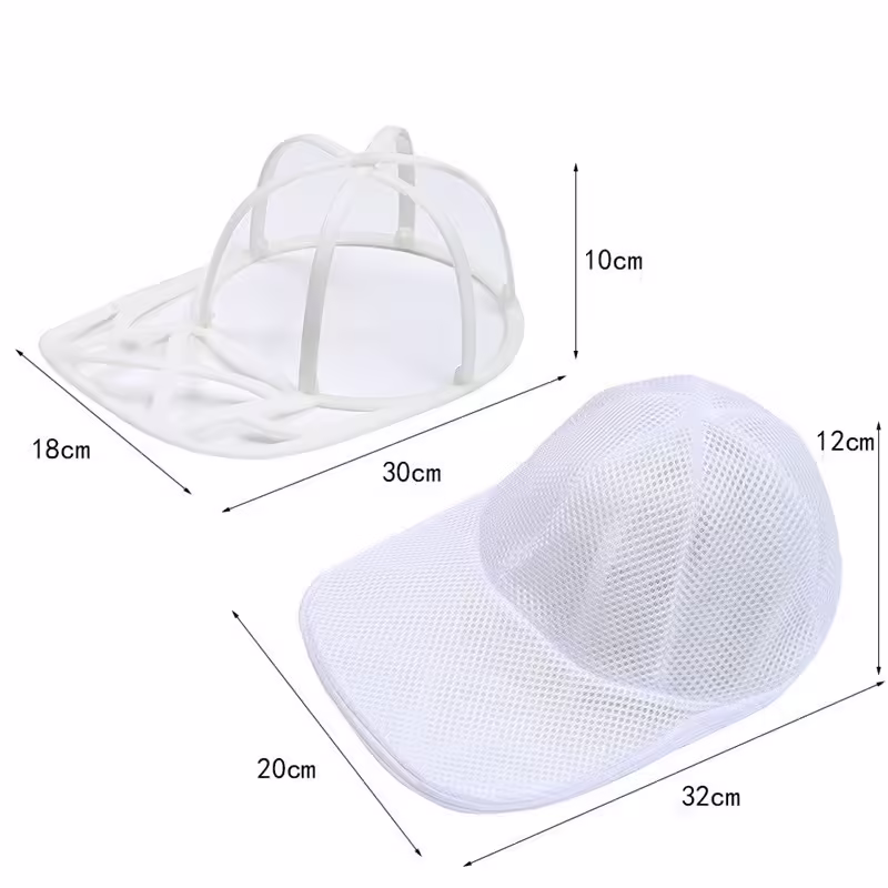 Husa de Spalare Sapca, pentru Masina de Spalat, din Poliester, Circumferinta 53 cm, cu Fermoar, cu Suport Sapca, Alb