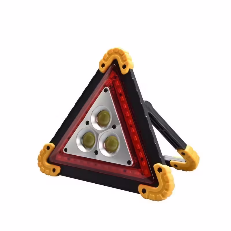 Triunghi Multifunctional de Avertizare, Lanterna LED, Impermeabil IP65, 800 lm, 2 x AA, Functie Incarcare Telefon, USB si Micro USB, COB, Portocaliu