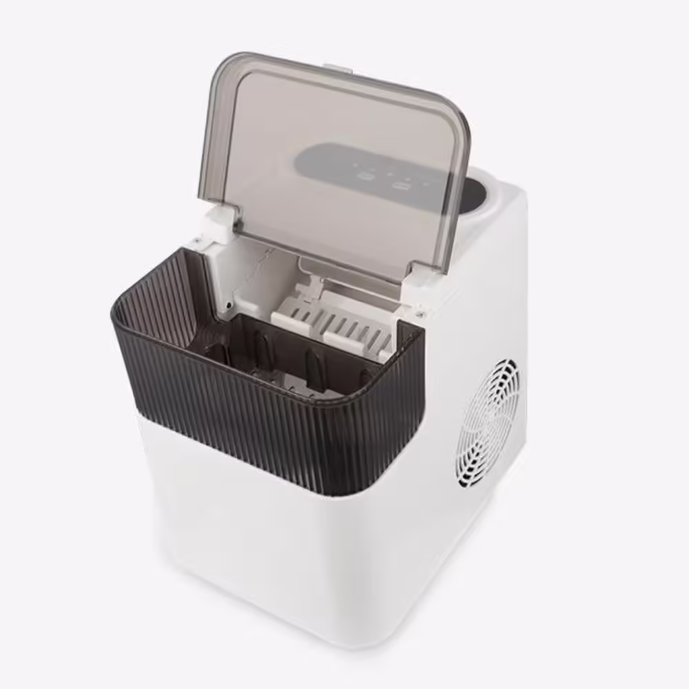 Masina de Facut Gheata, din ABS, 12 kg/24h, Capacitate 500 g, 2 Marimi, Portabil, 39 x 23 x 28 cm, Automata, Alb