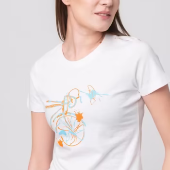 Tricou Casual F Bicicleta Alb XS Bumbac Moale Regular Fit Maneca Scurta