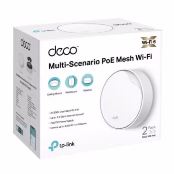Sistem mesh TP-Link Deco X50-POE, AX3000, Wi-Fi 6, 2-pack, Dual-Band, PoE