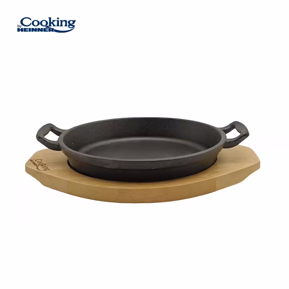 TIGAIE SERVIRE FONTA PURA CU SUPORT DE LEMN DIA 20 CM, COOKING BY HEINNER