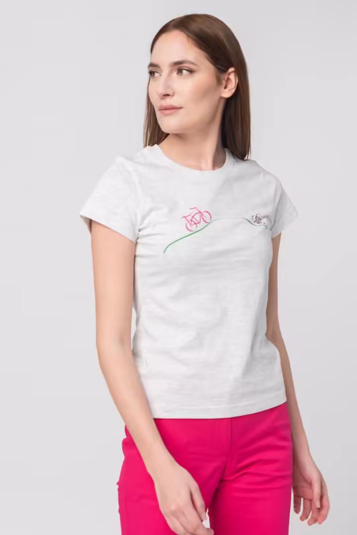 Tricou Casual Femei Light Grey S Model Biciclete Familie Tricou Casual Femei Light Grey S Model Biciclete Familie
