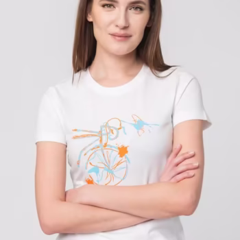 Tricou Casual Bicicleta Alb Marimea L