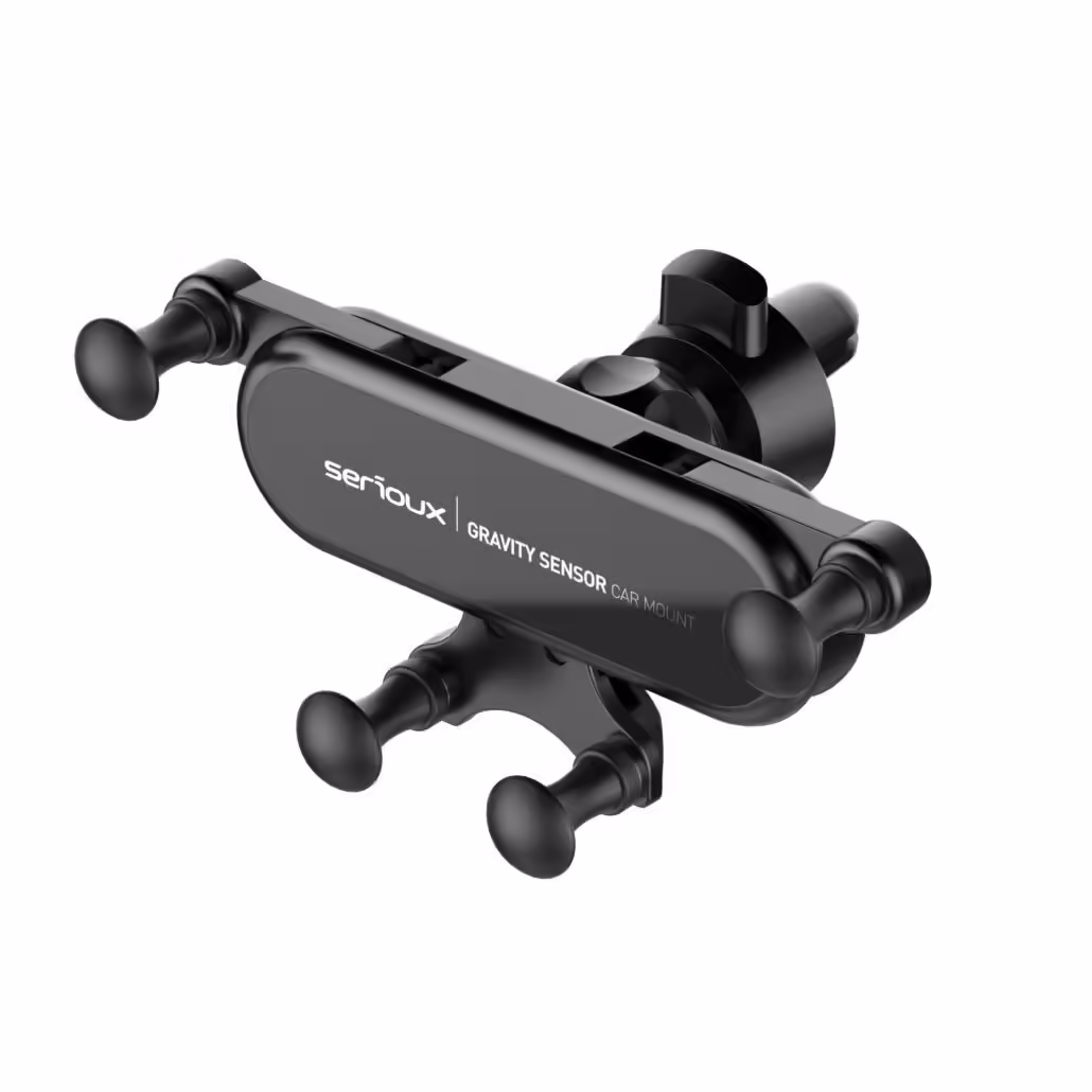 Suport auto telefon Gravity Serioux CH04,  Material: ABS, Mod de instalare: tip cataramă, poziție fixă: aerisire, culoare: negru, potrivit pentru: telefon mobil