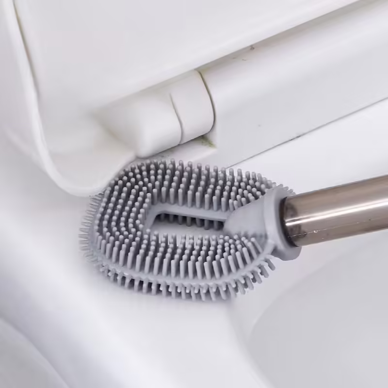 Perie de Toaleta, cu Recipient pentru Detergent, din Plastic+TPR, Montare fara Perforare, 40 x 9 cm, Alb