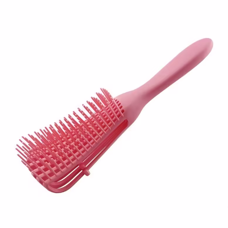 Perie Flexibila, pentru Descurcat Par Cret/Umed si Uscat, 8 Brate Mobile, din TPE, 24.5 x 4.5 x 2 cm, Roz