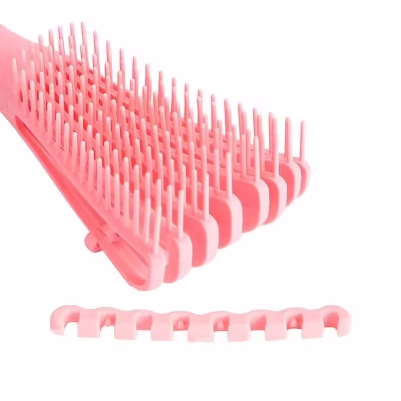 Perie Flexibila, pentru Descurcat Par Cret/Umed si Uscat, 8 Brate Mobile, din TPE, 24.5 x 4.5 x 2 cm, Roz