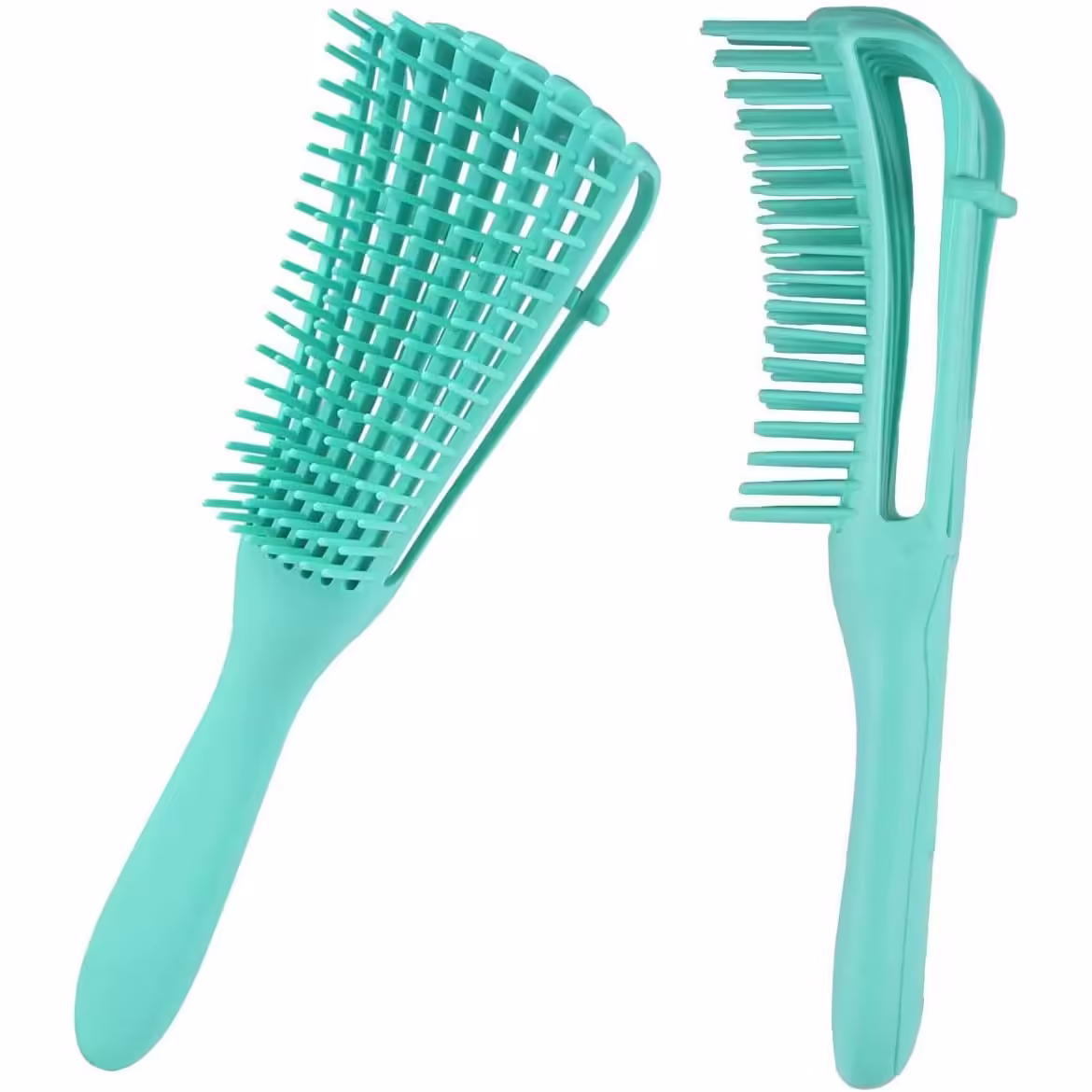 Perie Flexibila, pentru Descurcat Par Cret/Umed si Uscat, 8 Brate Mobile, din TPE, 24.5 x 4.5 x 2 cm, Verde
