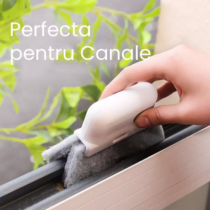 Perii de Curatat 2 in 1, Perii pentru Canalele din Ferestre si Usi, Perii pentru Colturi Moarte, pentru Geamuri, locuri greu de accesat, Alb