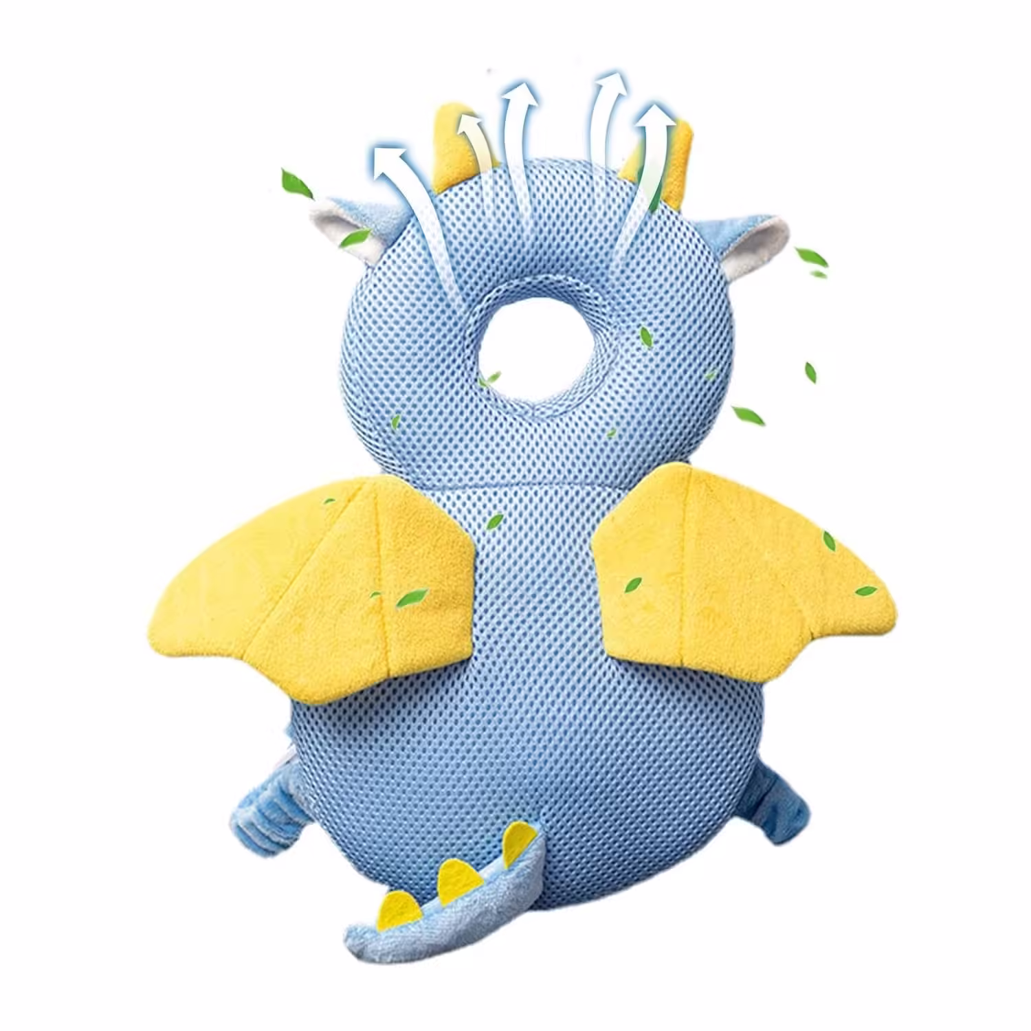 Perna tip Rucsac pentru Protectia Capului, Tetiera tip Dragon, pentru Bebelusi, Design tip Plasa, 33x6x19 cm, 180 g, Albastru