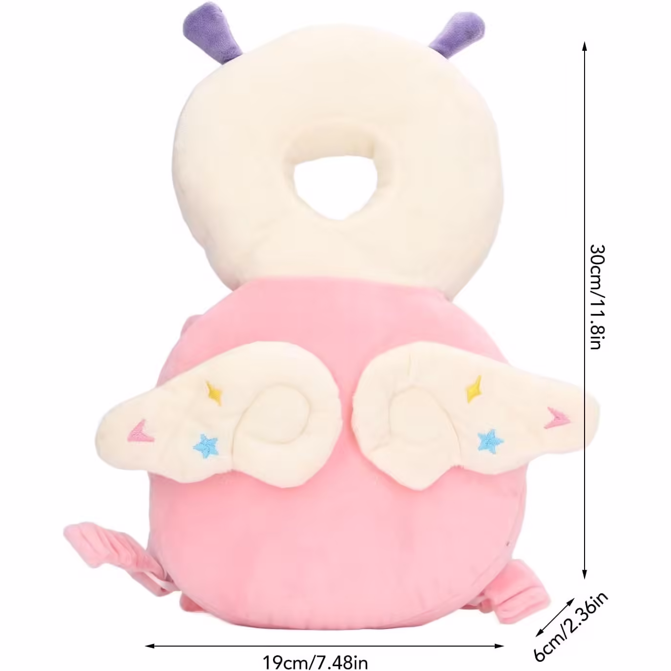 Perna tip Rucsac pentru Protectia Capului, Tetiera tip Insecta, pentru Bebelusi, 33x6x19 cm, 180 g, Roz